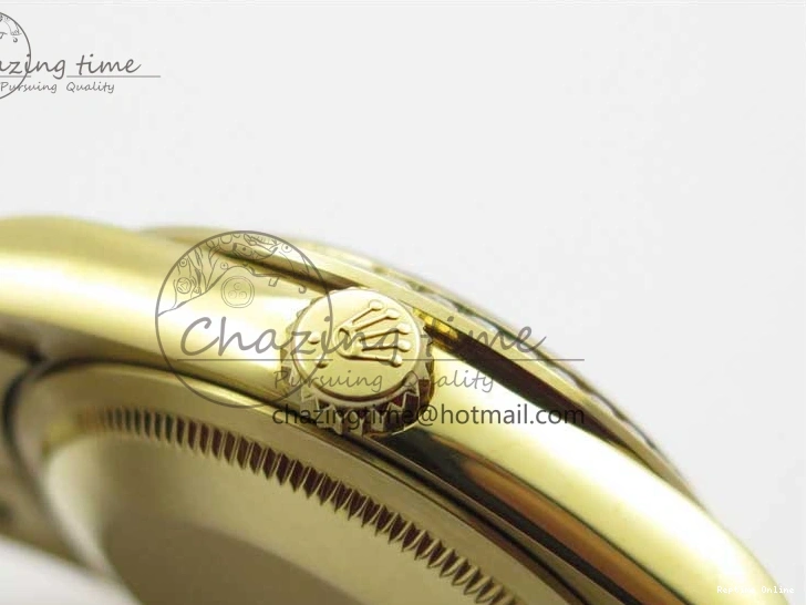 0212 DailyWear Day-Date 36mm 128235 YG Crystal BP Best Edition Silver Crystal Marker Dial on YG President Bracelet A 2676